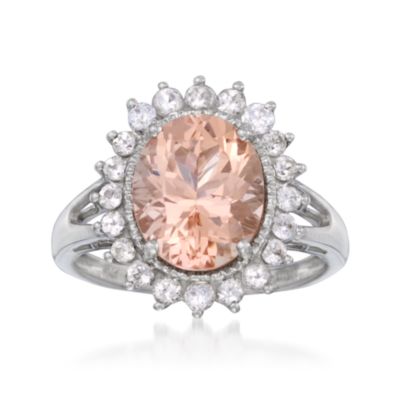 3.35 Carat Morganite and .90 ct. t.w. Zircon Ring in Sterling Silver &mdash; Alt Image 1