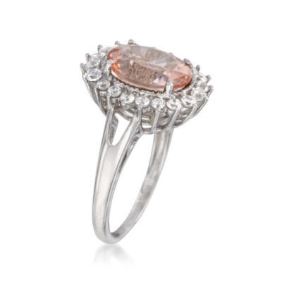 3.35 Carat Morganite and .90 ct. t.w. Zircon Ring in Sterling Silver &mdash; Alt Image 3