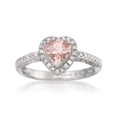 .70 Carat Pink Morganite and .25 Diamond Heart Ring in Sterling Silver &mdash; Alt Image 1