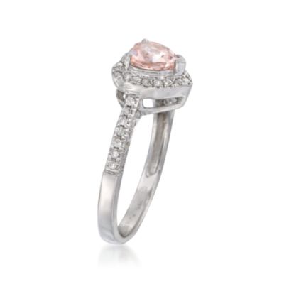 .70 Carat Pink Morganite and .25 Diamond Heart Ring in Sterling Silver &mdash; Alt Image 3