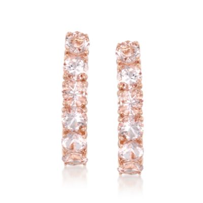2.50 ct. t.w. Morganite Hoop Earrings in Sterling Silver &mdash; Alt Image 1