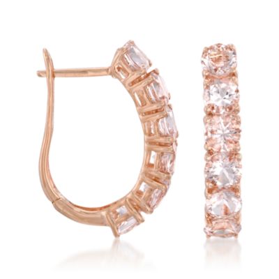 2.50 ct. t.w. Morganite Hoop Earrings in Sterling Silver &mdash; Alt Image 3