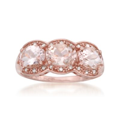 2.55 ct. t.w. Morganite 3-Stone Ring With Diamonds in Sterling Silver &mdash; Alt Image 1