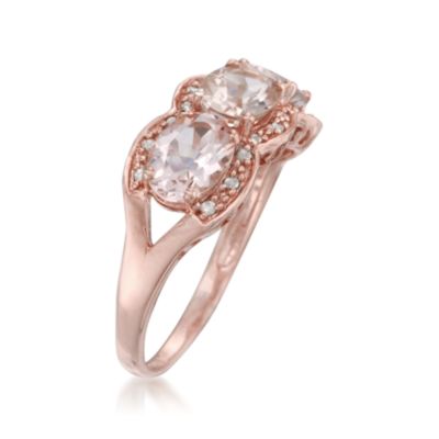 2.55 ct. t.w. Morganite 3-Stone Ring With Diamonds in Sterling Silver &mdash; Alt Image 3