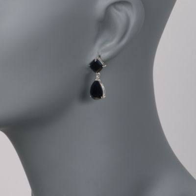Black Spinel Drop Earrings in Sterling Silver &mdash; Alt Image 2