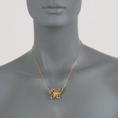 2.15 ct. t.w. Multi-Gem Butterfly Pendant Necklace in 14kt Gold Over Sterling Silver. 16" &mdash; Alt Image 2