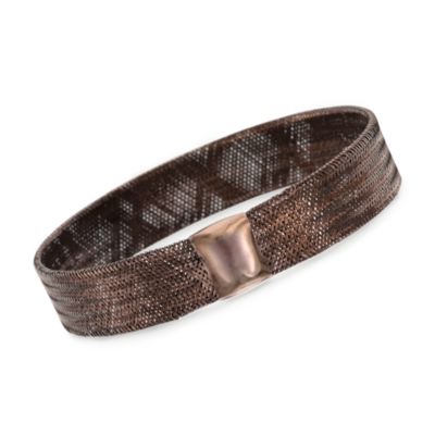 Italian 14kt Yellow Gold Brown Mesh Bangle &mdash; Alt Image 1