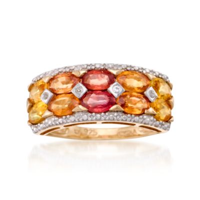 3.35 ct. t.w. Multicolored Sapphire Ring With Diamonds in 18kt Gold Over Sterling Silver &mdash; Alt Image 1