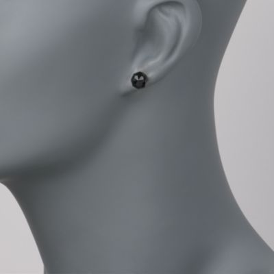Black Agate Stud Earrings In Sterling Silver &mdash; Alt Image 2