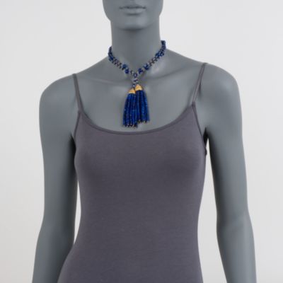 334.30 Lapis and 6.45 ct. t.w.  Citrine Tassel Necklace in 18kt Gold Over Sterling Silver. 36" &mdash; Alt Image 3