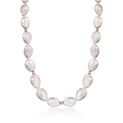 Long Baroque Pearl Necklace in 14kt Yellow Gold &mdash; Alt Image 1