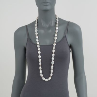 Long Baroque Pearl Necklace in 14kt Yellow Gold &mdash; Alt Image 2