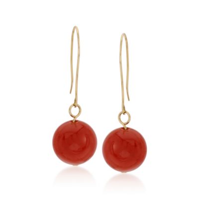 14.95 ct. t.w. Red Agate Drop Earrings in 14kt Yellow Gold &mdash; Alt Image 1