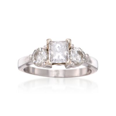 C. 1990 Vintage 2.00 ct. t.w. Diamond Three-Stone Ring in Platinum. Size 8.5 &mdash; Alt Image 1