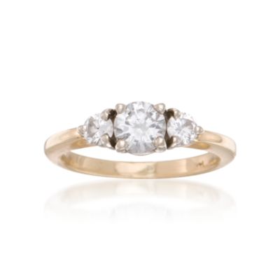 C. 1980 Vintage .80 ct. t.w.  Diamond Three-Stone Ring in 14kt Yellow Gold. Size 4.25 &mdash; Alt Image 1