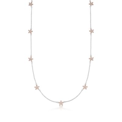 .45 ct. t.w. CZ Flower Station Necklace in Sterling Silver. 16" &mdash; Alt Image 1