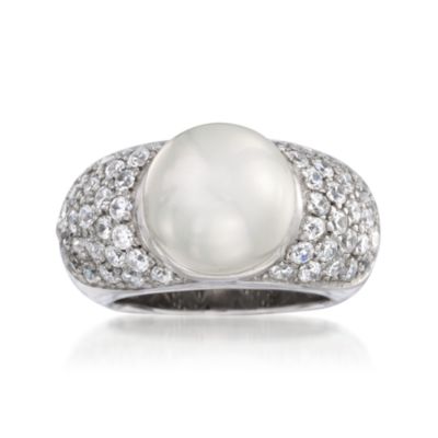 12mm Pearl and 1.50 ct. t.w. CZ Ring in Sterling Silver &mdash; Alt Image 1