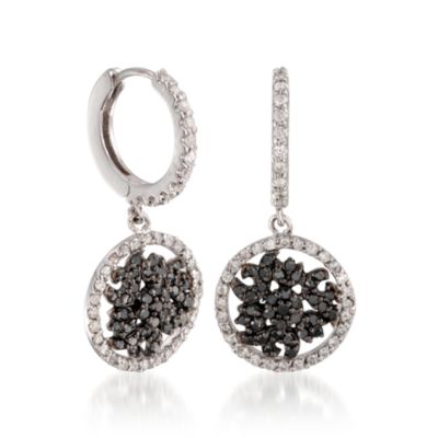 1.15 ct. t.w. Black and White Diamond Earrings in 14kt White Gold &mdash; Alt Image 3