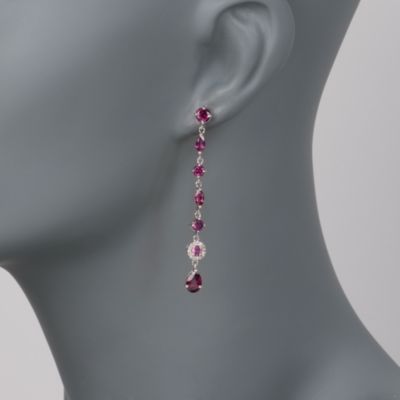 4.75 ct. t.w. Rhodolite and .10 ct. t.w. Diamond Dangle Earrings in Sterling Silver &mdash; Alt Image 2
