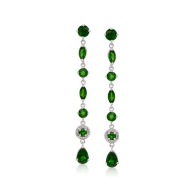 4.50 ct. t.w. Green Chrome Diopside and Diamond Earrings in Sterling Silver &mdash; Alt Image 1