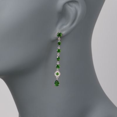 4.50 ct. t.w. Green Chrome Diopside and Diamond Earrings in Sterling Silver &mdash; Alt Image 2