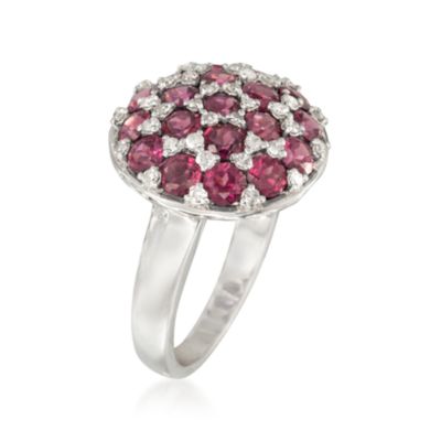 3.70 ct. t.w. Rhodolite Garnet and .34 ct. t.w. Diamond Dome Ring in Sterling Silver &mdash; Alt Image 3