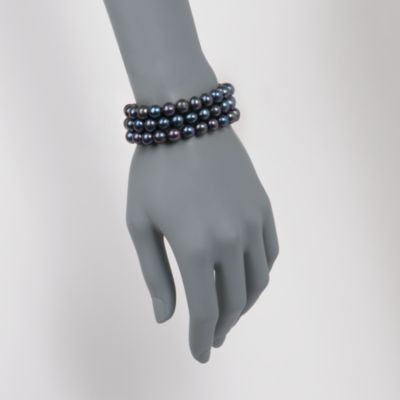 Set of Three 9-10mm Black Pearl Bracelets &mdash; Alt Image 2
