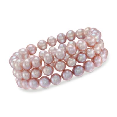 Set of Three 9-10mm Pink Pearl Bracelets &mdash; Alt Image 1