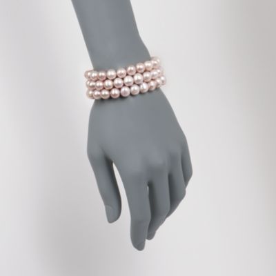 Set of Three 9-10mm Pink Pearl Bracelets &mdash; Alt Image 2