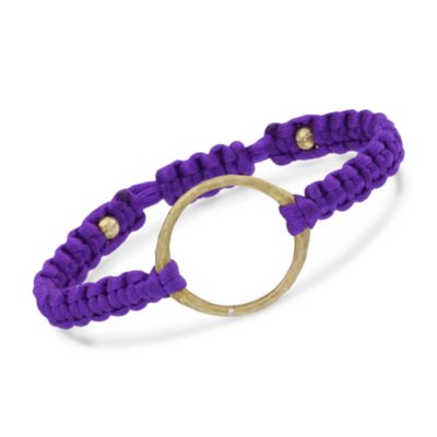 Purple Satin Bracelet With CZ in 14kt Gold Over Sterling Silver &mdash; Alt Image 1