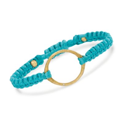 Blue Braided Satin Bracelet With CZ in 14kt Gold Over Sterling Silver &mdash; Alt Image 1