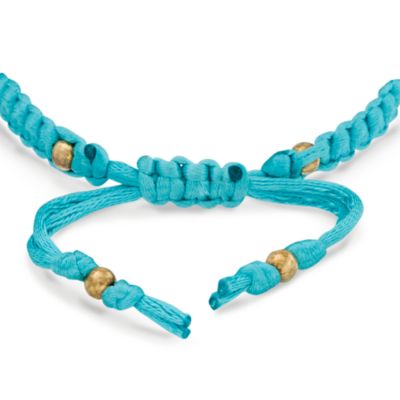 Blue Braided Satin Bracelet With CZ in 14kt Gold Over Sterling Silver &mdash; Alt Image 3