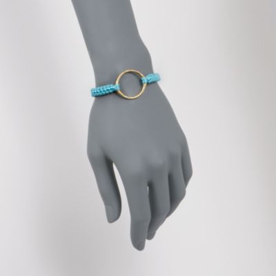 Blue Braided Satin Bracelet With CZ in 14kt Gold Over Sterling Silver &mdash; Alt Image 2