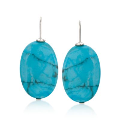 Howlite Drop Earrings in Sterling Silver &mdash; Alt Image 1