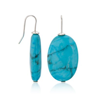 Howlite Drop Earrings in Sterling Silver &mdash; Alt Image 3