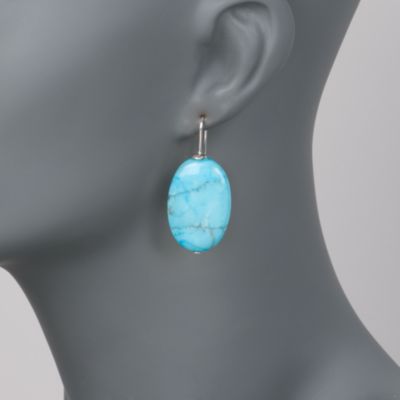 Howlite Drop Earrings in Sterling Silver &mdash; Alt Image 2