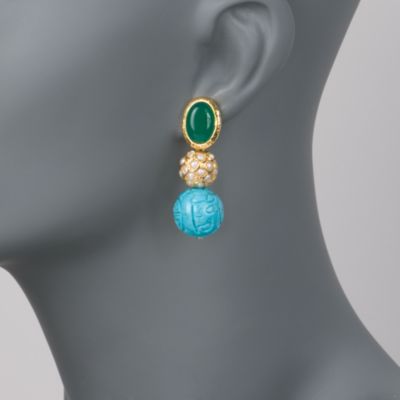 9.00 ct. t.w. Agate and Magnesite Earrings With Pearls In Vermeil &mdash; Alt Image 2