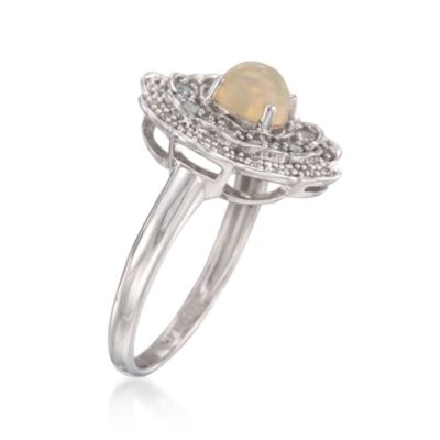 Opal and .20 ct. t.w. White Topaz Ruffle Ring With .10 ct. t.w. Diamonds in Sterling Silver &mdash; Alt Image 3