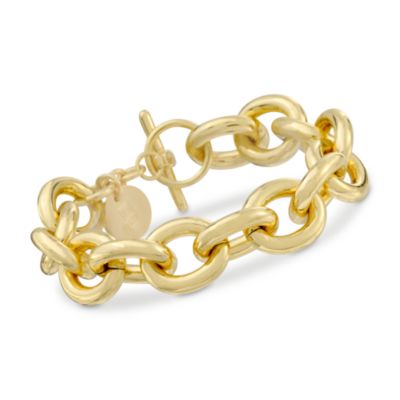 Sterling Silver and 14kt Gold Plate Link Bracelet. 8.5" &mdash; Alt Image 1