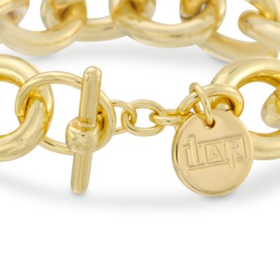 Sterling Silver and 14kt Gold Plate Link Bracelet. 8.5" &mdash; Alt Image 3