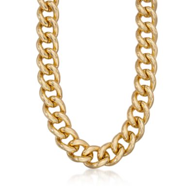 Sterling Silver and 14kt Gold Plate Large Link Necklace. 20" &mdash; Alt Image 1