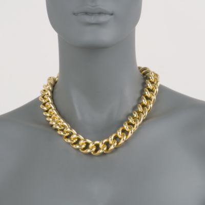 Sterling Silver and 14kt Gold Plate Large Link Necklace. 20" &mdash; Alt Image 2
