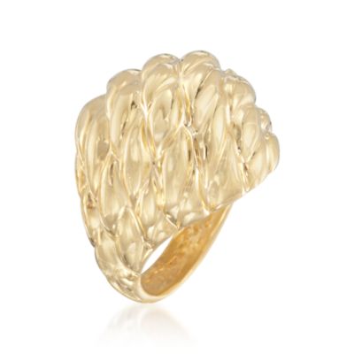 Italian 14kt Yellow Gold Ribbed Ring &mdash; Alt Image 3
