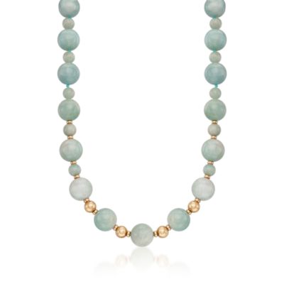 Aquamarine Bead Necklace in 14kt Yellow Gold &mdash; Alt Image 1