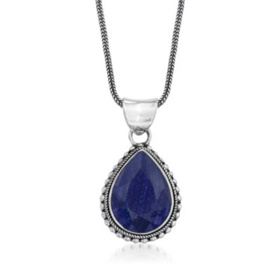 26.60 ct. t.w. Blue Sapphire Pendant and Earrings Set In Sterling Silver. 18" &mdash; Alt Image 5