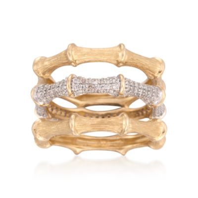 Set of Three .67 ct. t.w. Diamond Bamboo Rings in 14kt Yellow Gold. Size 6 &mdash; Alt Image 1