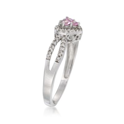 .40 ct. t.w. Sapphire and .20 ct. t.w. Diamond Ring In 14kt White Gold &mdash; Alt Image 3