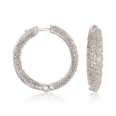 .22 ct. t.w. Diamond In-And-Out Hoops in Sterling Silver &mdash; Alt Image 1