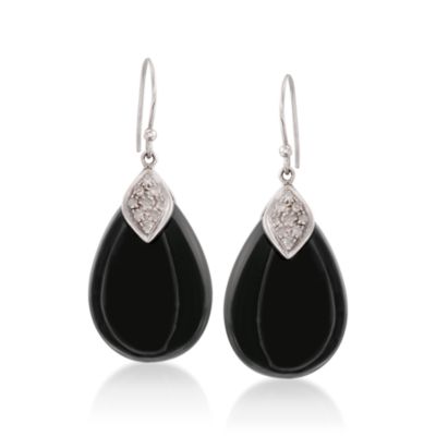 Black Onyx and .48 ct. t.w. Diamond Drop Earrings in Sterling Silver &mdash; Alt Image 1