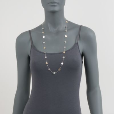 14kt Yellow Gold and Sterling Silver Station Necklace. 32" &mdash; Alt Image 2